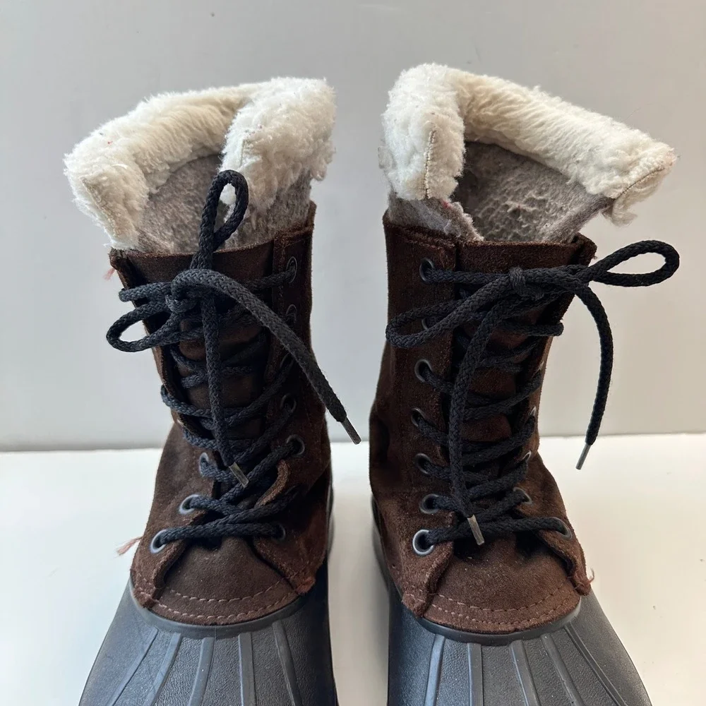 Kamik Wool Duck Boots Winter Snow‎ Boots Lace Up Warm Brown Black Mens Size 9